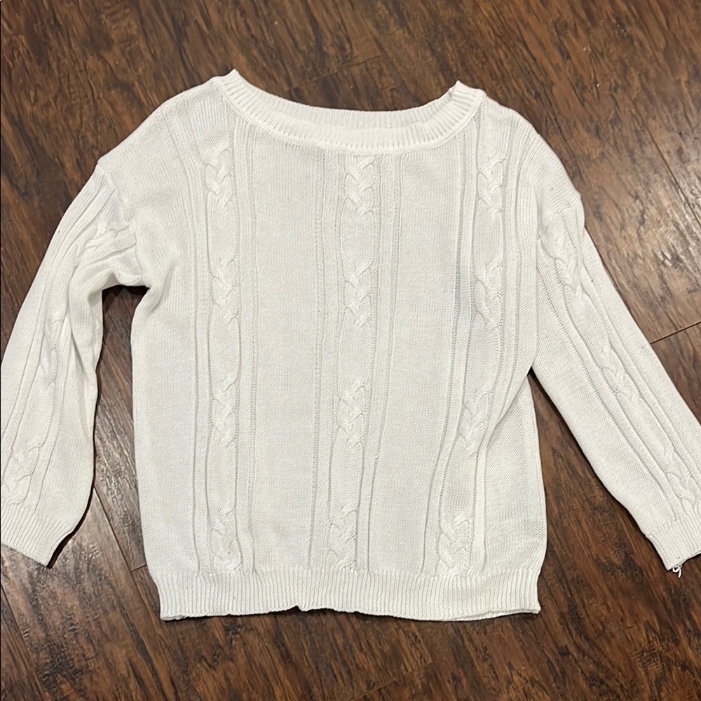 White Cable Knit Sweater